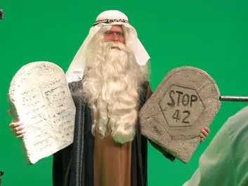 Moses was filmed in front of a green screen.