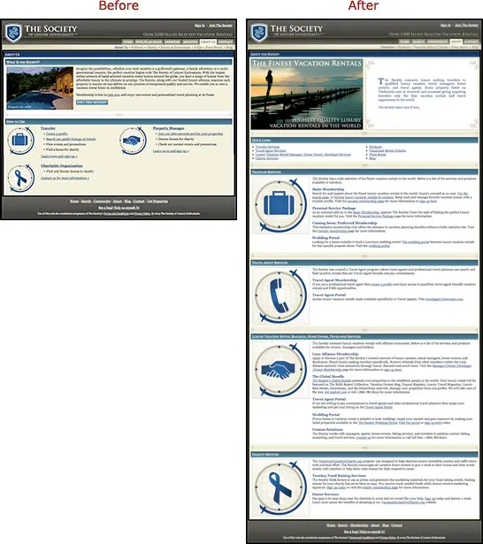 TheSociety.com About Page Before and After