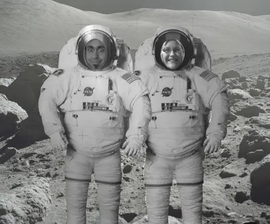 Amanda and Chris on the moon