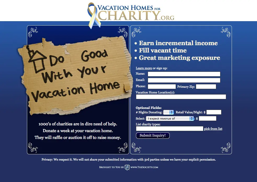 Vacation Homes for Charity