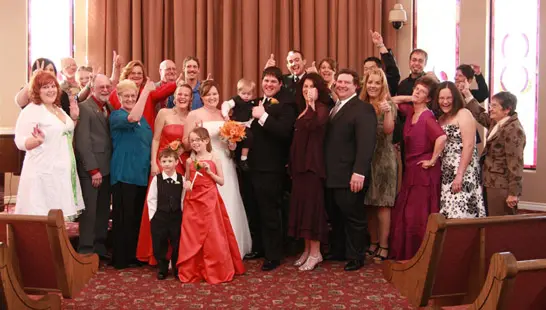 everyone at the wedding being silly